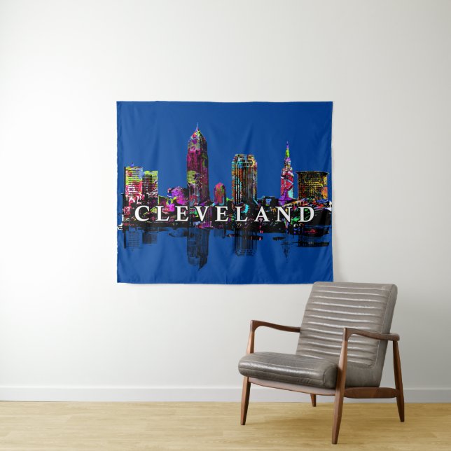 Tenture Cleveland Ohio dans le graffiti Tapestry (En situation (horizontale))