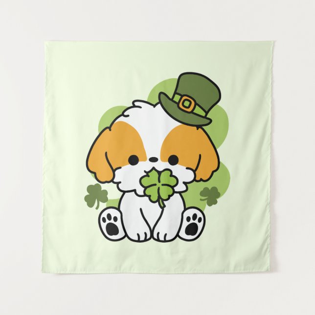 Tenture Clover Pup Love - St. Patrick's Day Chien Design (Devant)