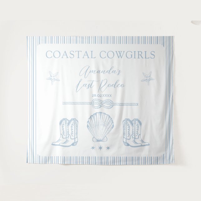 Tenture Coastal Cowgirl Dernier Rodéo Bachelorette Party (Devant (Horizontal))