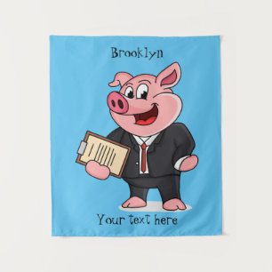 Tenture Cochon amusant en costume d'affaires dessin animé