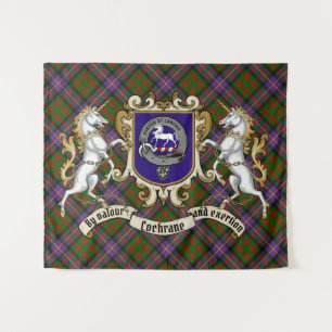 Tenture Cochrane Clan Badge & Unicorns avec Tartan