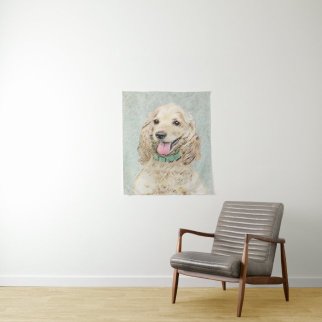 Tenture Cocker Spaniel Buff Peinture - Art Chien original (En situation)
