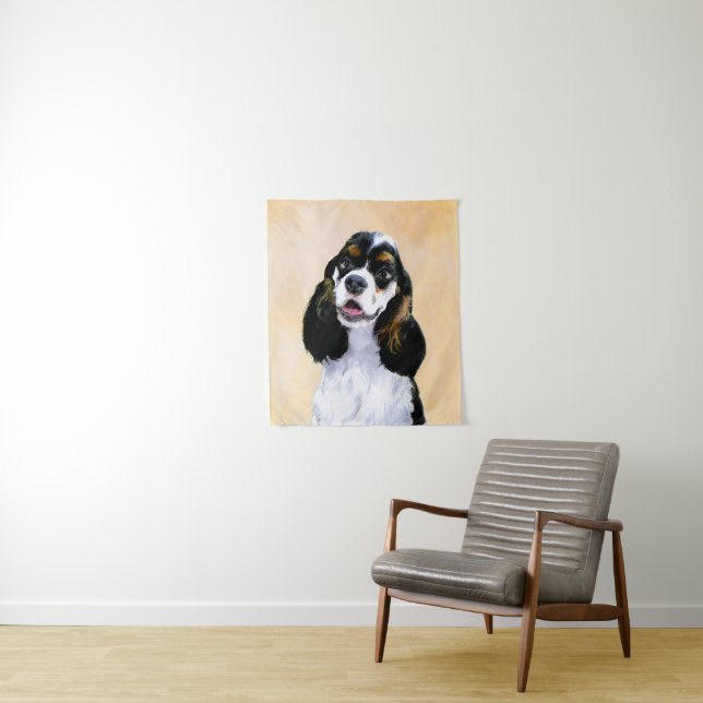 Tenture Cocker Spaniel (Parti) Peinture - Art Chien origin (En situation)
