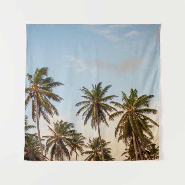 Tenture Cocotiers sous ciel nuageux le matin (Devant)