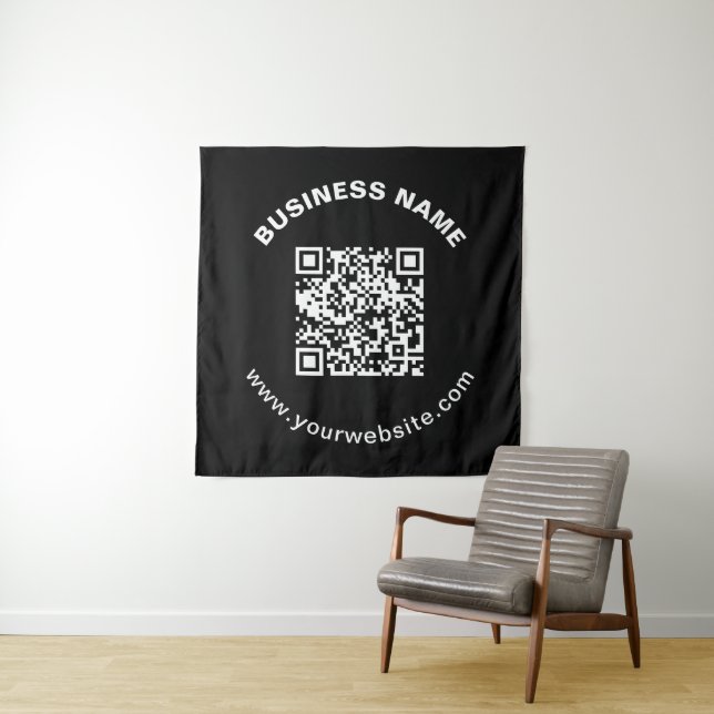 Tenture Code QR avec nom d'entreprise Texte circulaire gra (En situation)