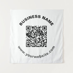 Tenture Code QR avec nom d'entreprise Texte circulaire gra