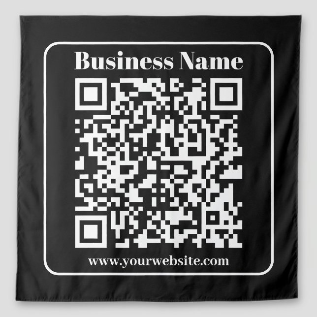 Tenture Code QR éditable Noir & Blanc Style Rétro Moderne (Créateur téléchargé)