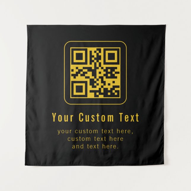 Tenture Code QR et modèle de texte modifiables | Noir et o (Devant)