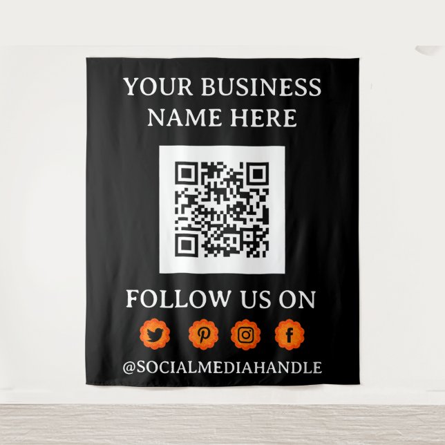 Tenture CODE QR & MÉDIAS SOCIAUX Promotion d'événement com (Devant)