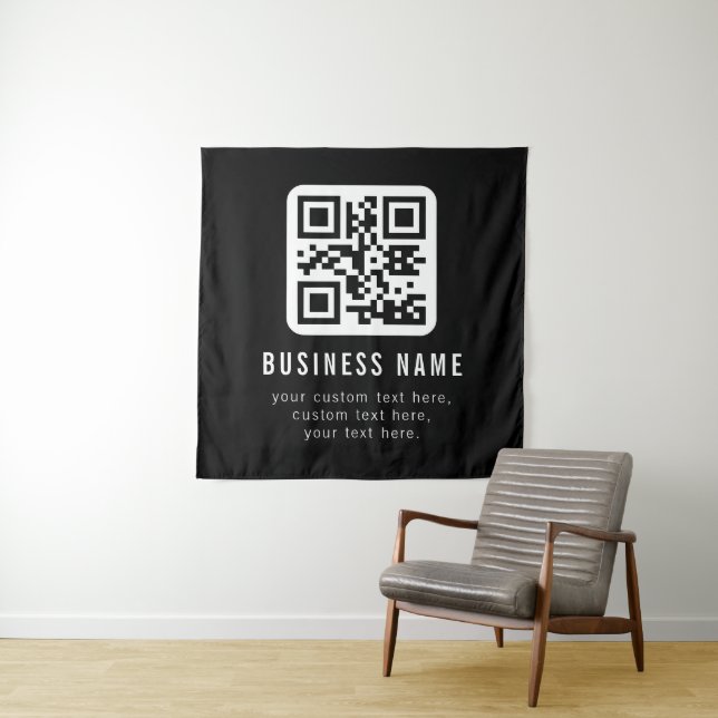 Tenture Code QR personnalisable & modèle de texte modifiab (En situation)