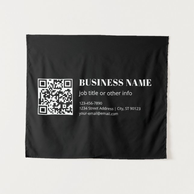 Tenture Code QR personnalisé & Texte rétro-moderne modifia (Devant (Horizontal))