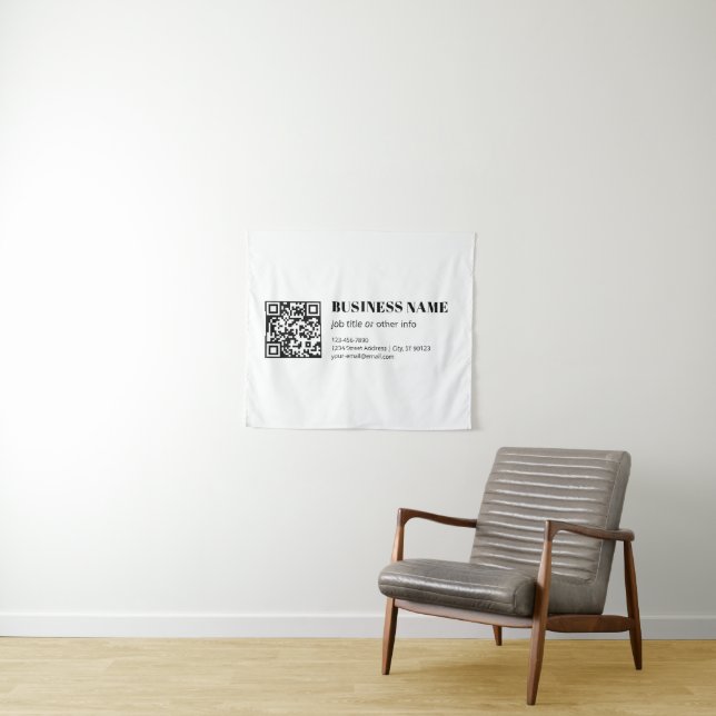 Tenture Code QR personnalisé & Texte rétro-moderne modifia (En situation (horizontale))