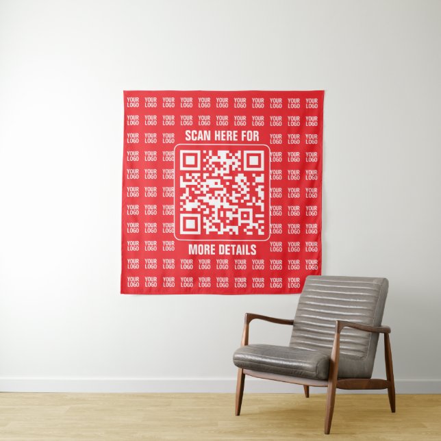 Tenture Code QR promotionnel (modifiable) avec Motif Logo (En situation)