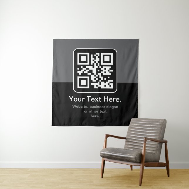 Tenture Code QR scannable moderne | Noir Gris & Blanc (En situation)