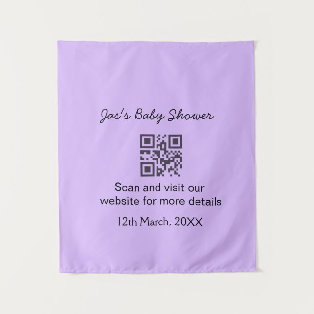 Tenture Code QR simple pour baby shower avec texte de nom (Devant)