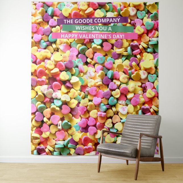 Tenture Cœur de bonbon de la Saint-Valentin | Fond pour ph (En situation)