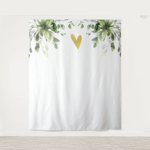 Tenture Coeur Elégant Eucalyptus Verdure Mariage fond