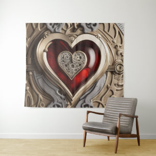 Tenture Coeur Steampunk - Amour mécanique complexe