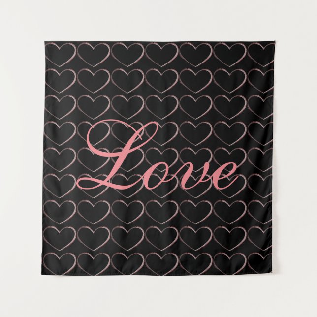 Tenture Coeur tendance Grey Calligraphie Amour Mariage (Devant)