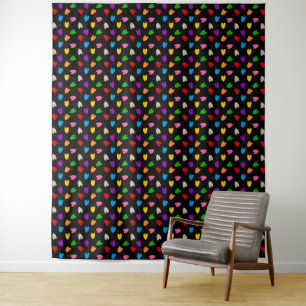 Tenture Cœurs Amour Colorés Motif Design Noir 