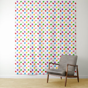 Tenture Cœurs Amour Motif Design Blanc Coloré