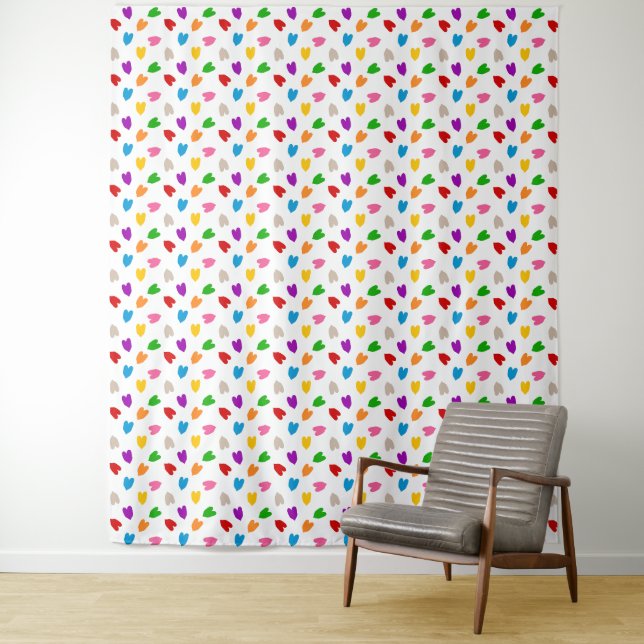 Tenture Cœurs Amour Motif Design Blanc Coloré (En situation)