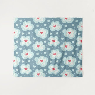 Tenture Coeurs d'hiver et motif mignons de nuages de Milou