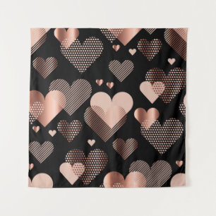 Tenture Coeurs d'or rose, noir vintage.