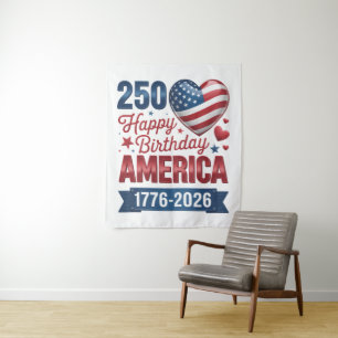 Tenture Cœurs USA 1776 2026 4 juillet
