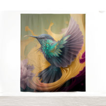 Colibri en vol Art Abstrait Oiseau sauvage