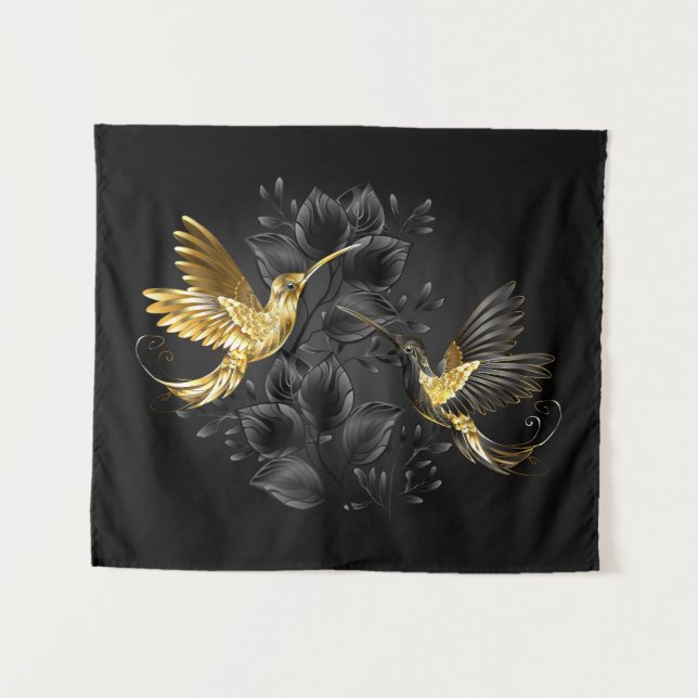 Tenture Colibri noir et or (Devant (Horizontal))
