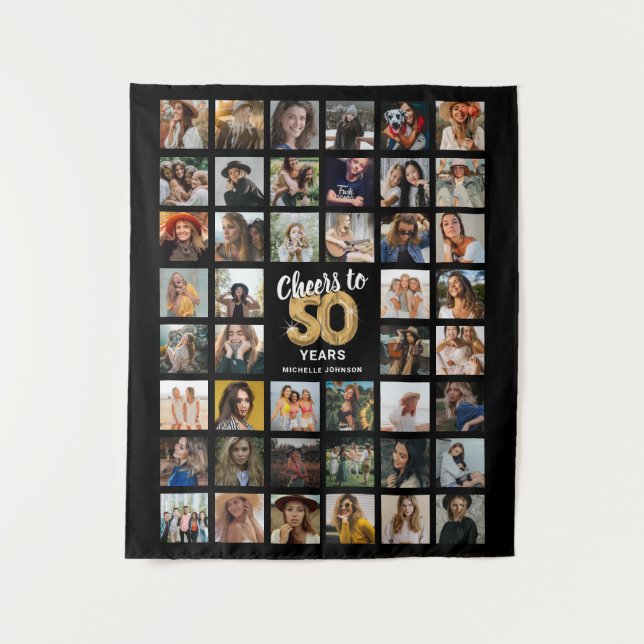 Tenture Collage de 44 photos pour 50e anniversaire (Devant)