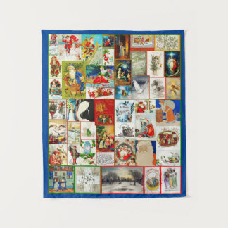 Tenture Collage de Noël Vintage de Santas et Scènes