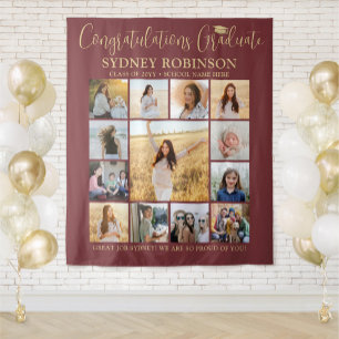Tenture Collage de photos de diplômes Bourgogne & Gold Con
