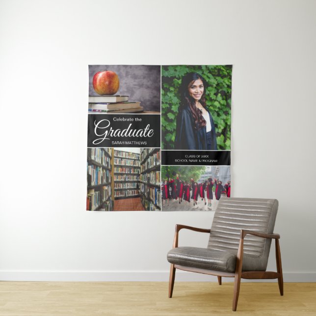 Tenture Collage de photos de fin d'études au lycée Diplômé (En situation)