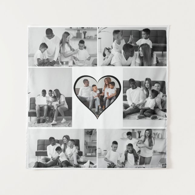 Tenture Collage photo 7 en noir et blanc (Devant)