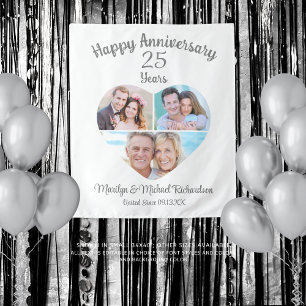 Tenture Collage photo de 3 avec cœur pour anniversaire cou