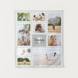 Tenture Collage photo de la famille monochrome gris modern