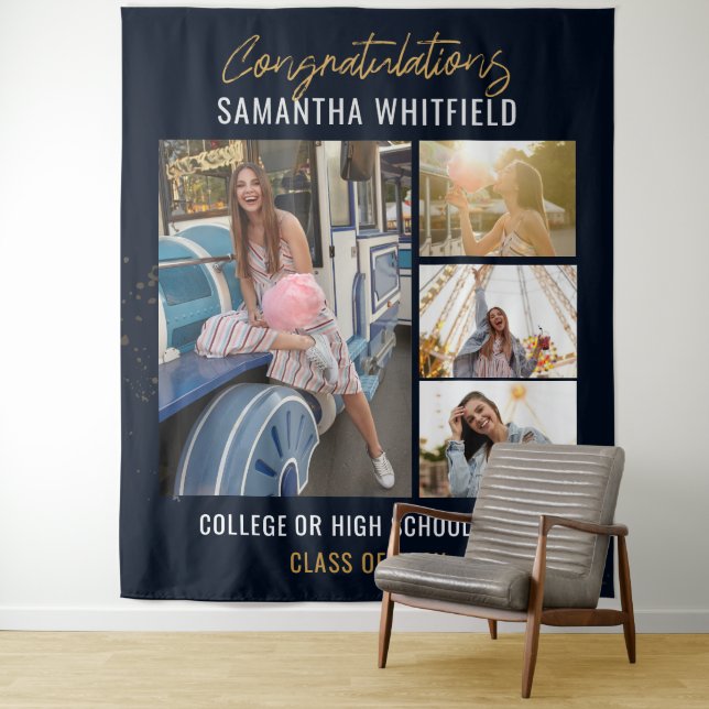 Tenture Collage photo de remise de diplômes 2026 Photoboot (En situation)
