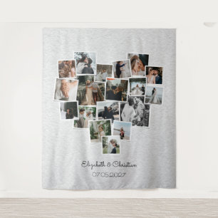 Tenture Collage photo en forme de coeur Mariage romantique