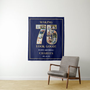 Tenture Collage photo « Faire paraître 75 ans jeune » 75e 