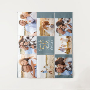 Tenture Collage photo moderne de 50 ans en noir et or