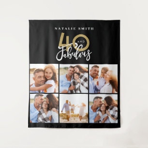 Tenture Collage photo noir et or 40 et fabuleux