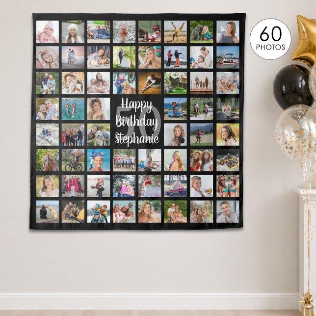 Tenture Collage photo personnalisé 60 ans (Créateur téléchargé)