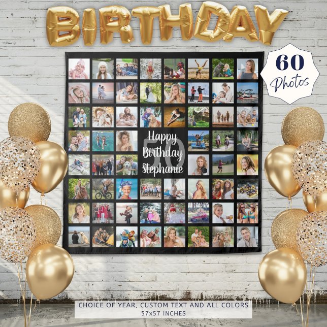Tenture Collage photo personnalisé 60 ans (Créateur téléchargé)