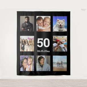 Tenture Collage photo personnalisé pour fête d'anniversair