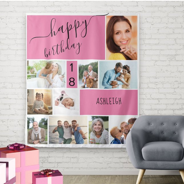 Tenture Collage Photo Personnalisé Rose 10 Ans Quel Âge Qu (Créateur téléchargé)