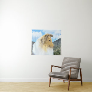 Tenture Collie en Montagne (Rough) Peinture - Chien Art