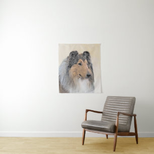 Tenture Collie (Rough) Peinture - Cute Original Chien Art