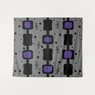 Tenture Colonnes Moyenne Rétro Boîtes Indigo